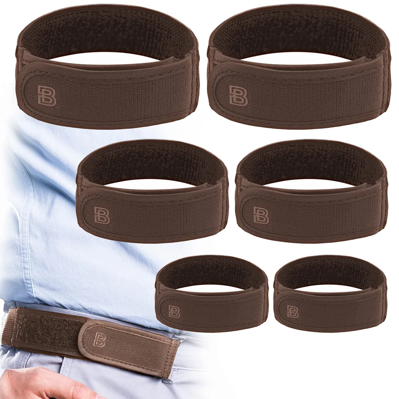 BeltBro Titan MultiPack No Buckle Elastic Belt For Men — Include 2 Small, 2 Medium, 2 Large Belts — Fits 1.5 Inch Belt Loops, Brown, Double Pack