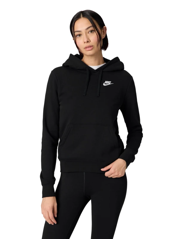 NIKE DQ5793-010 W NSW CLUB FLC STD PO HDY Sweatshirt Women's Black/White Size 2XL