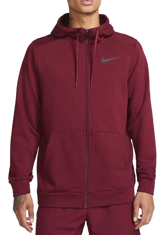 NIKE Men's Dri Fit Hdie Fz Fl Hooded Sweatshirt, Dark Beetroot/Black, M