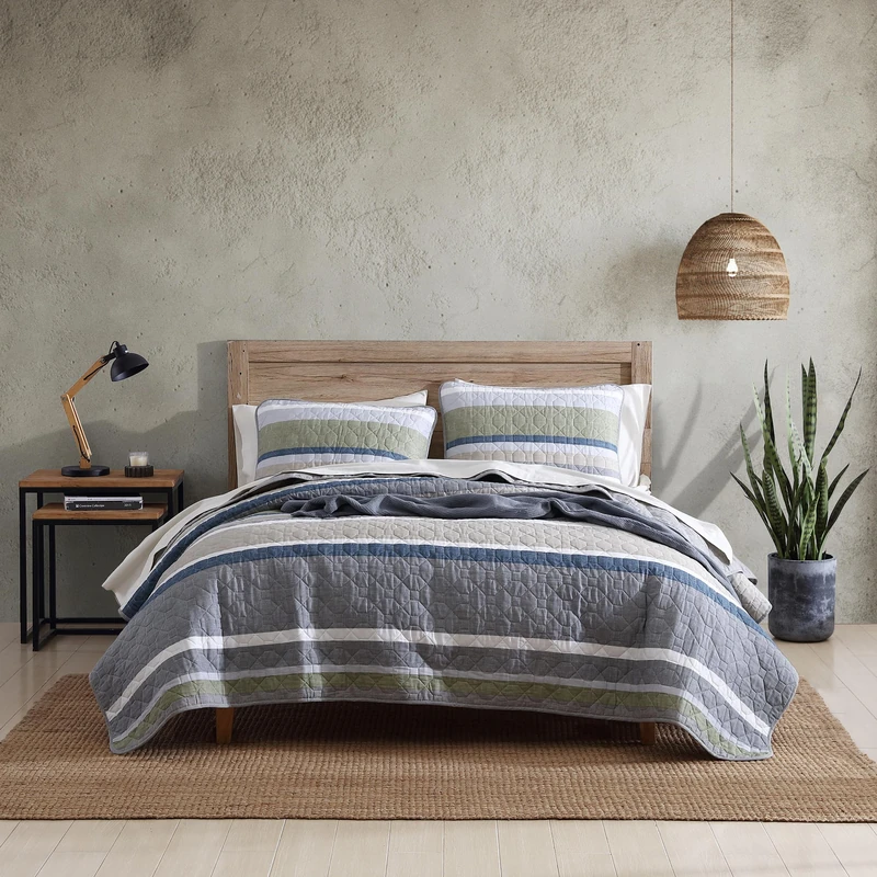 Eddie Bauer Cotton Reversible Bedding Set, All Season Lodge Home Décor, Salmon Ladder Beige, King