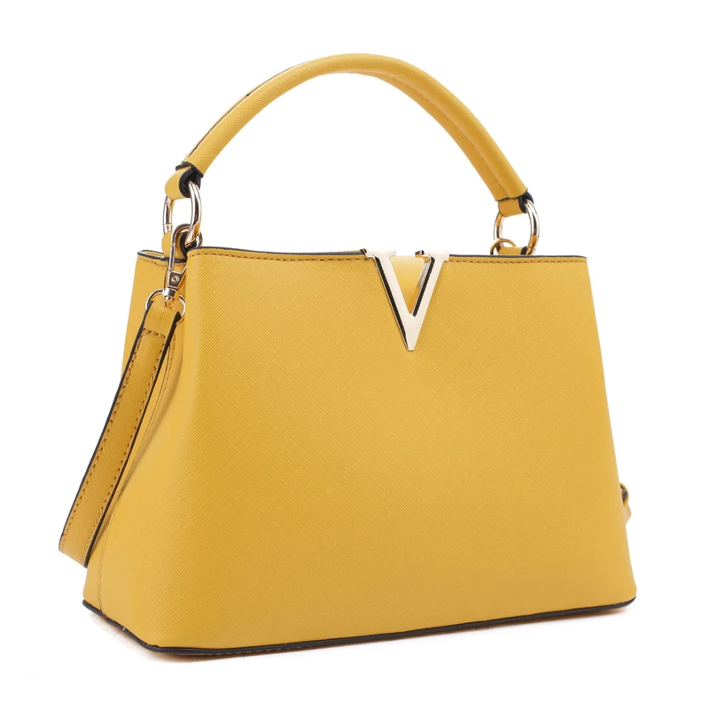 EVVE Women's Small Satchel Bag Classic Top Handle Purses Fashion Crossbody Handbags with Shoulder Strap, Yellow - Image 1