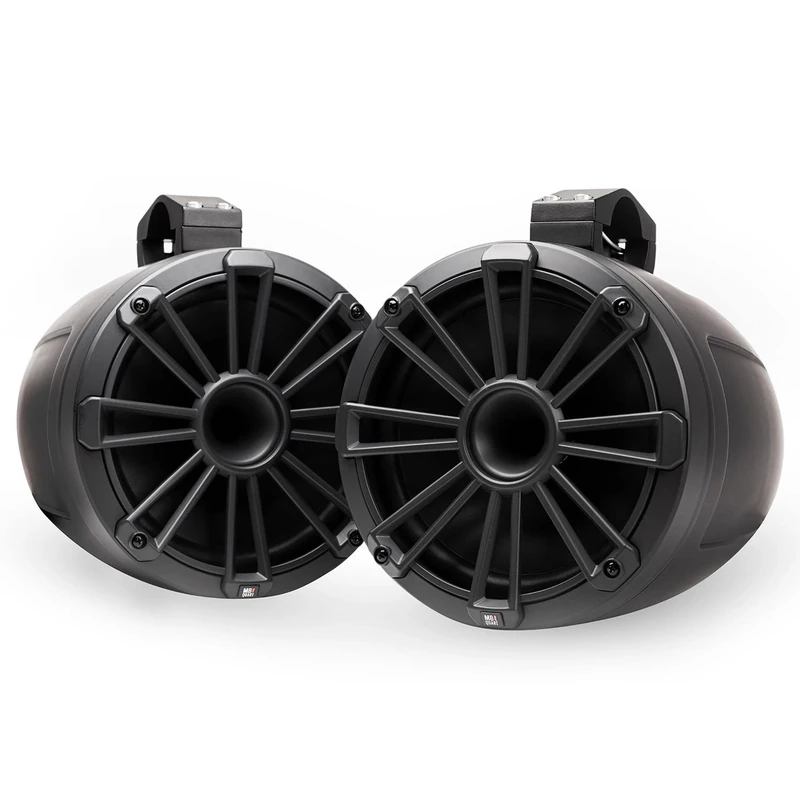 MB Quart NHT2-120 Nautic 8" 180 Watt Marine Compression Horn Wake Tower Speakers. Black, White, and Silver Grilles Included. IPX67 Water/UV/Spray/Dust/Sand Resistant, for Boat, UTV/ATV/Powersports - Image 1