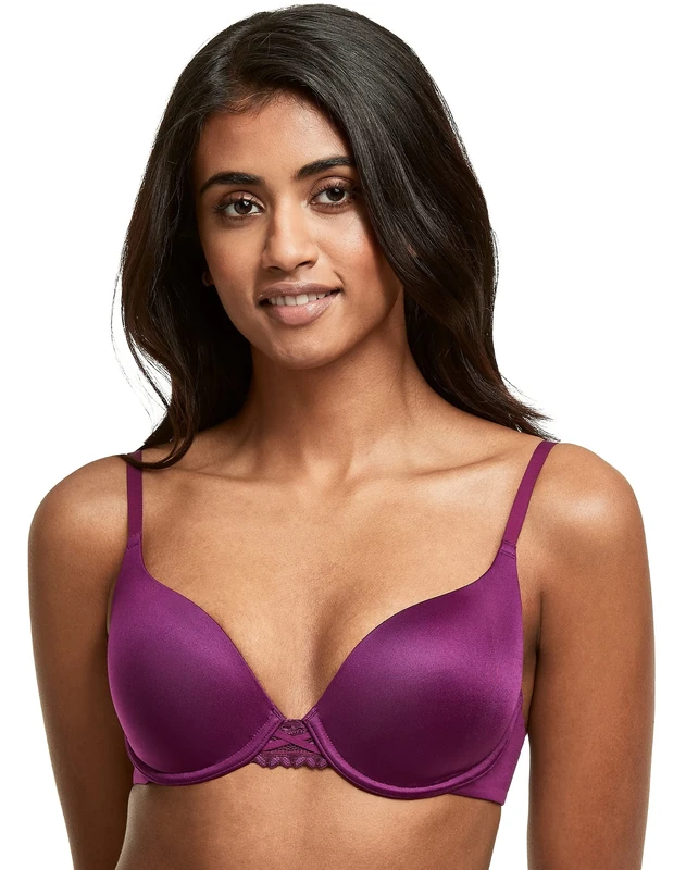 Maidenform DreamWire Underwire Bra, No-Poke Push-Up Bra, Moderate Coverage, Convertible T-Shirt Bra, Venetian Purple, 36D