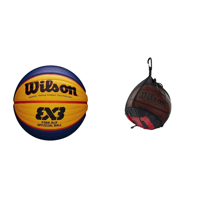 Wilson Unisex-Adult FIBA 3X3 Game Basketball, Orange, Intermed & Basketball Net, Suitable for 1 Ball, Black, WTB201910