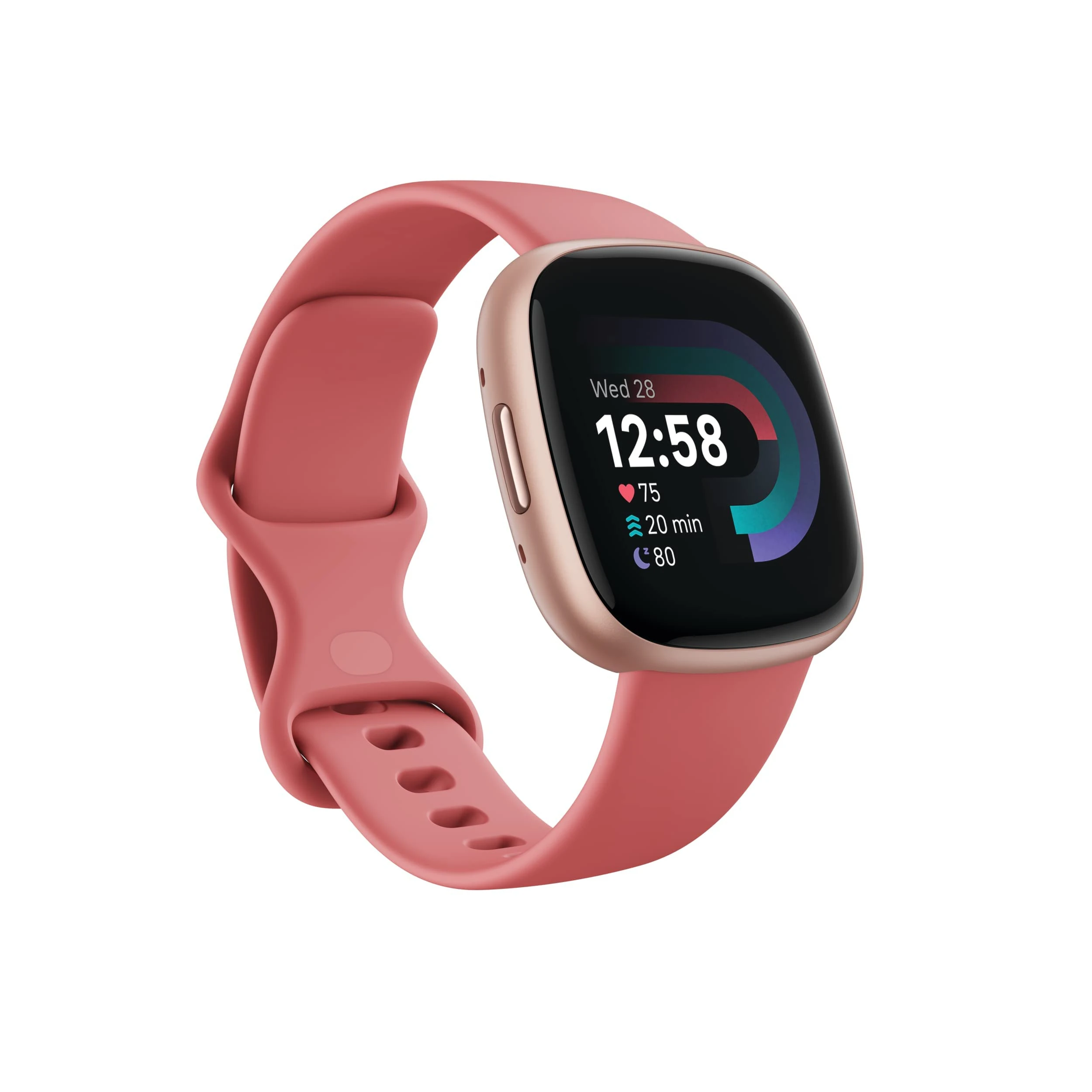 Fitbit Versa 4 Fitness Smartwatch with Daily Readiness, GPS, 24/7 Heart Rate, 40+ Exercise Modes, Sleep Tracking, Pink Sand/Copper Rose, One Size (S & L Bands Included)