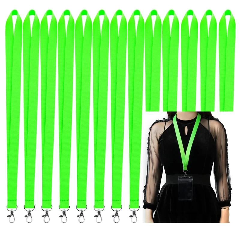 CANWELUX 100Pack Bright Neon Green Lanyard (NO Holder) Cruise Fluorescent Lanyard for ID Badges Holder and Keys - Image 1