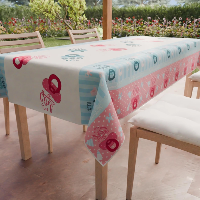 PETTI Artigiani Italiani - Rectangular Tablecloth for Parties and Baby Shower Kitchen Table Cover Party Design 04 X6 Seats (140 x 180 cm) 100% Made in Italy