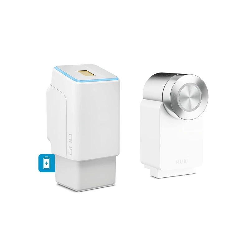 EKEY UNO 200202 Fingerprint with battery including Nuki Smart Lock 3.0 Pro White Operated retrofit Set for All Standard Doors, Multi-Coloured