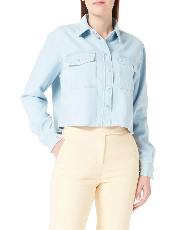 BOSS Women's C_Birain Blouse, Open Blue460, 42