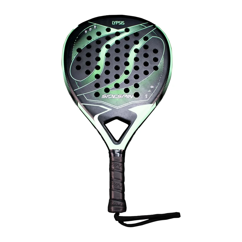 SideSpin SS LYPSIS 3K Full Carbon Sandy Padel Shovel, Gain Power + Control + Effect, Unisex Adult, Black Green, Universal