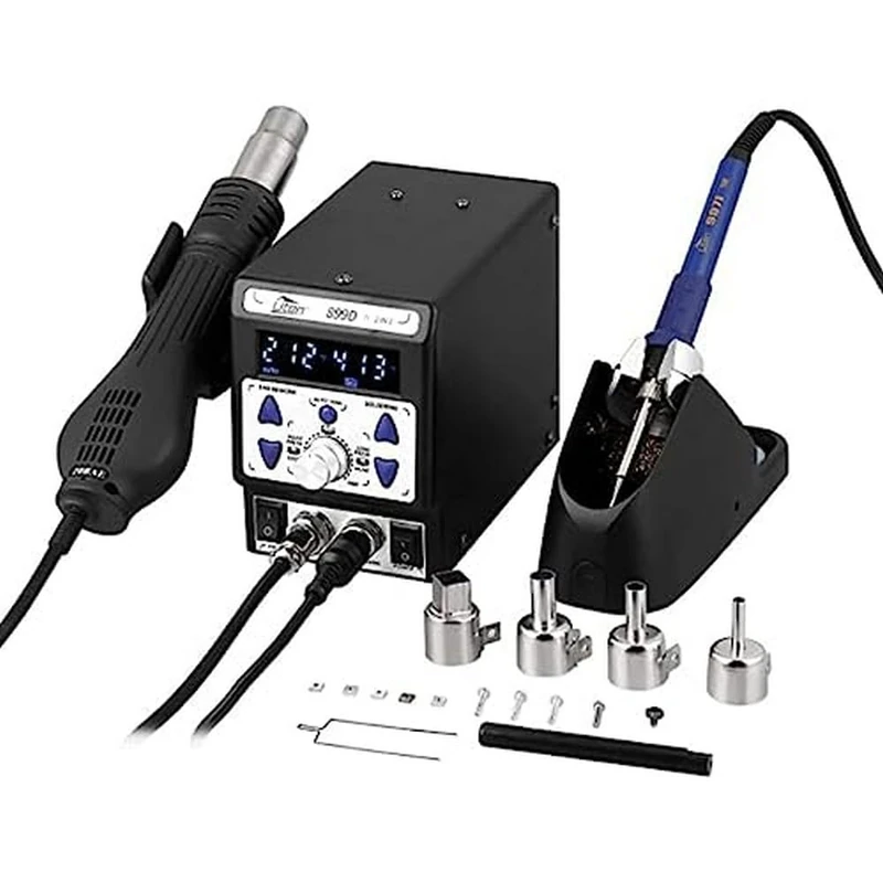 Hot Air Soldering Iron, Uten Soldering Station, Digital Desoldering Station, Temperature Control 100-480°C, LED Display, 899D