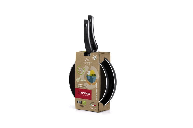 Moneta GEA Frying Pan Set, 24-28 Cm, 100% Recycled Aluminum, for Each Hob Including Induction, Made in Italy