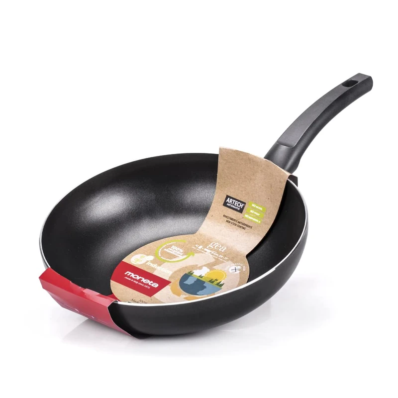 Moneta GEA Wok, 28 Cm, 100% Recycled Aluminium, for Each hob Including Induction. Made in Italy