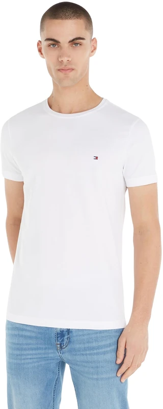 Tommy Hilfiger Men’s Short Sleeve Core Stretch Slim Fit T-Shirt, White (White), 3XL