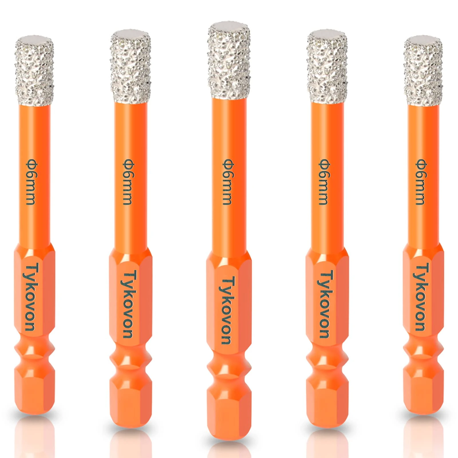 5 Pcs 6mm Diamond Drill Bits, Porcelain Tile Drill Bit, Hex Shank Diamond Dry Drill Bits Sets for Granite, Ceramic, Marble, Tile Stone, Glass, Hard Materials