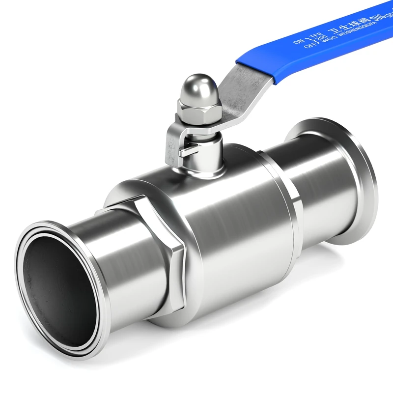 2" Tri-Clamp Clover Ball Valve, Stainless Steel 304, 2" Tude OD, PTFE Lined - Image 1