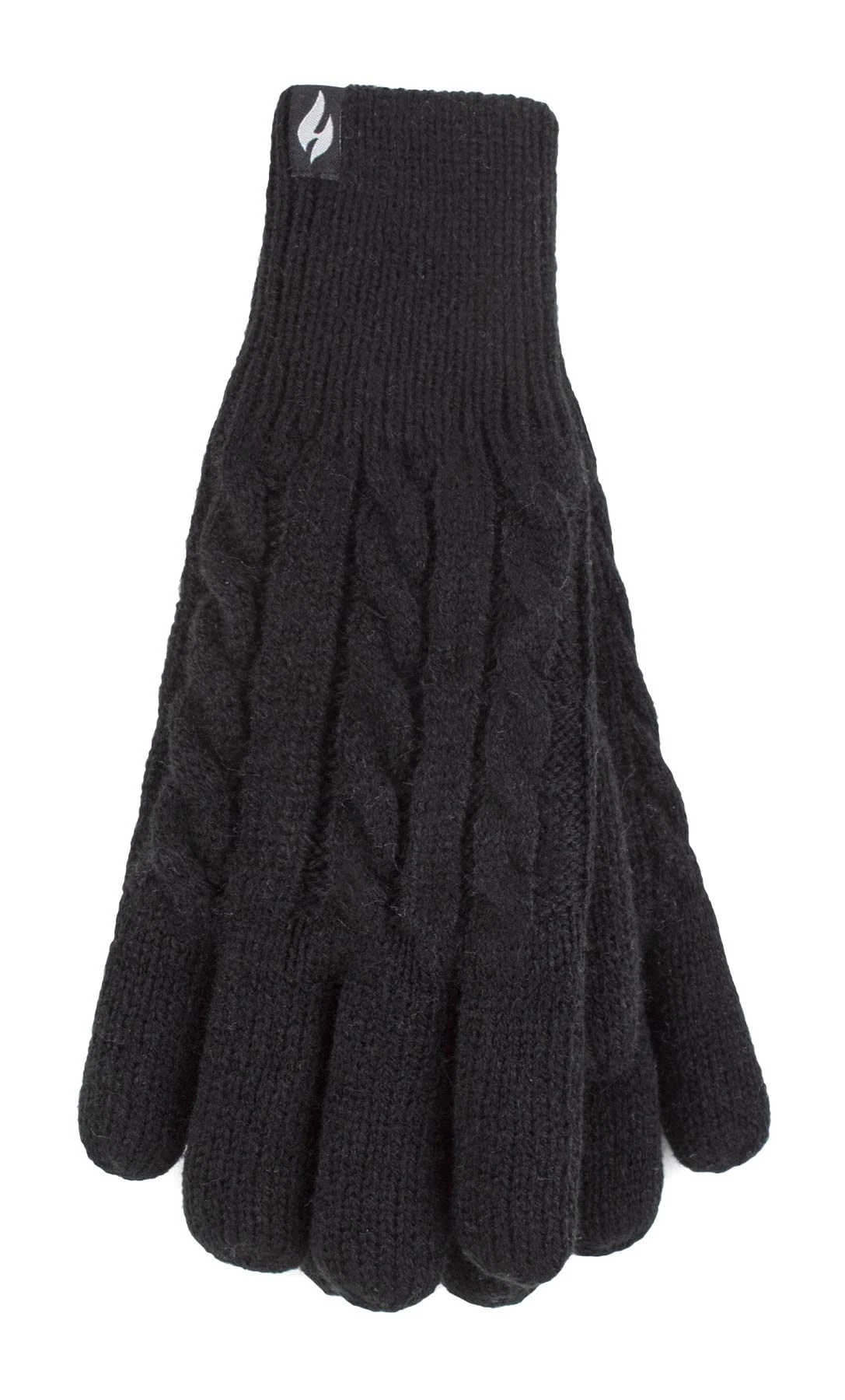 HEAT HOLDERS - Ladies Cute Striped Fairisle Warm Knitted Fleece Lined Winter Thermal Gloves (S/M, Black)