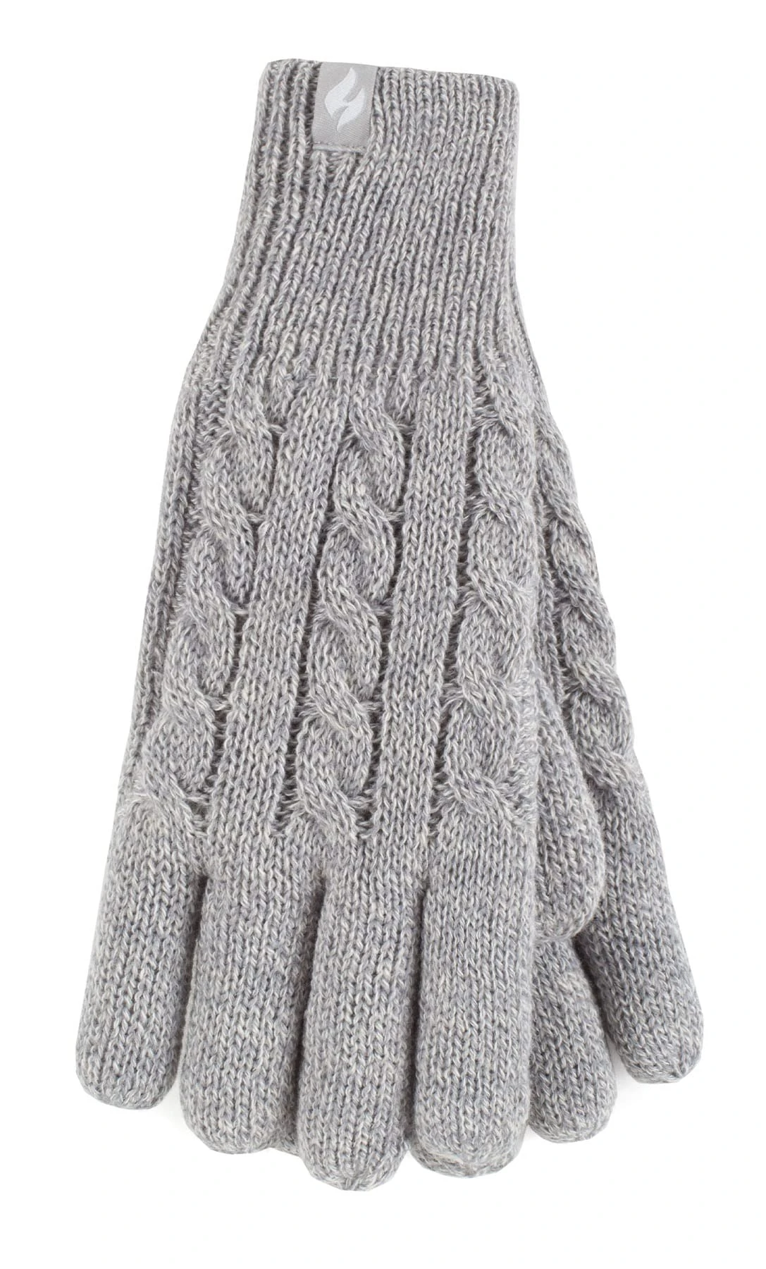 HEAT HOLDERS - Ladies Cute Striped Fairisle Warm Knitted Fleece Lined Winter Thermal Gloves (M/L, Grey)