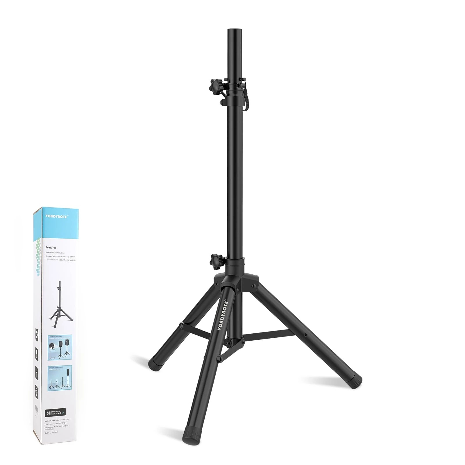 Vondynote Tripod Speaker Stands Adjustable Height from 33.5" to 53.5" PA DJ Short Tripod Speaker Stand Slim Mini Speaker Stand, Single