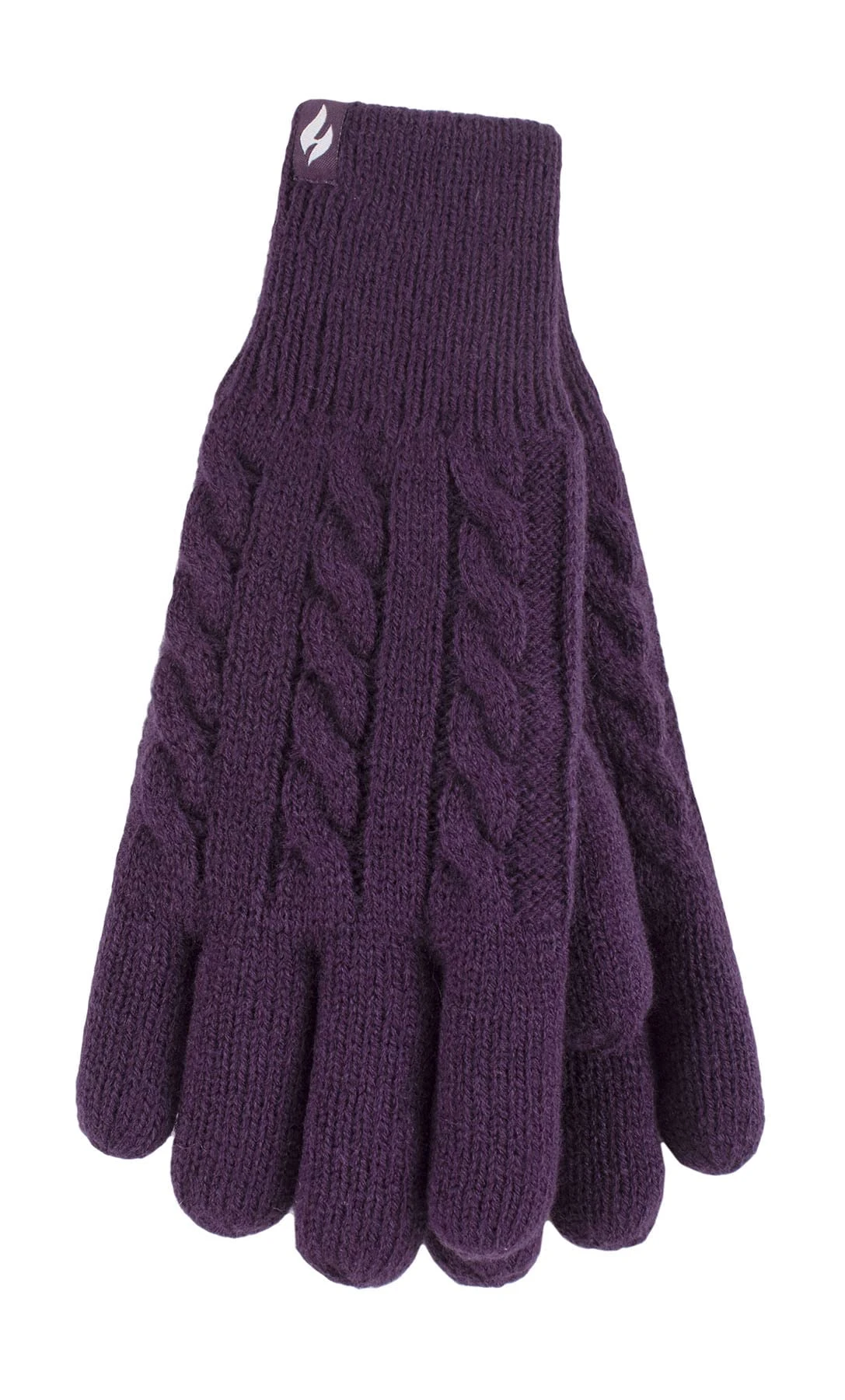 HEAT HOLDERS - Ladies Cute Striped Fairisle Warm Knitted Fleece Lined Winter Thermal Gloves (S/M, Purple)