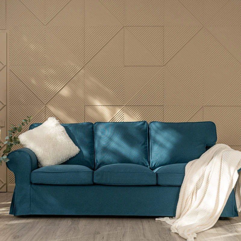 FMCTL Ektorp 3 Seat Cover Replacement for IKEA Ektorp 3 Seat Sofa Cover,Ektorp 3 Seater Sofa Slipcover Only! Doesn't Fit Uppland(Polyester Dark Ocean)