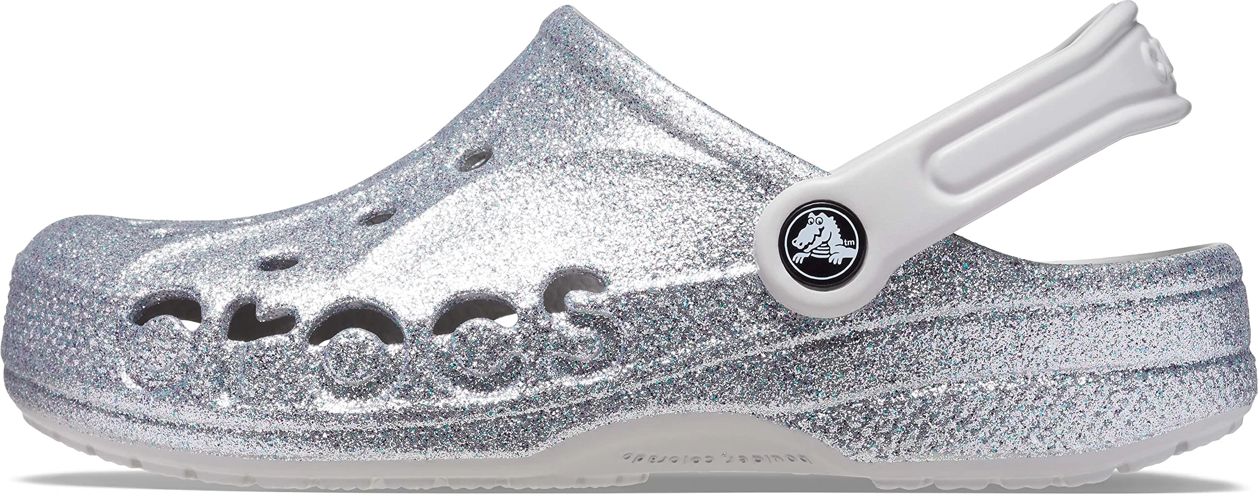 Crocs Unisex Baya Glitter Clog Silver Glitter Size 3 UK Men/ 4 UK Women