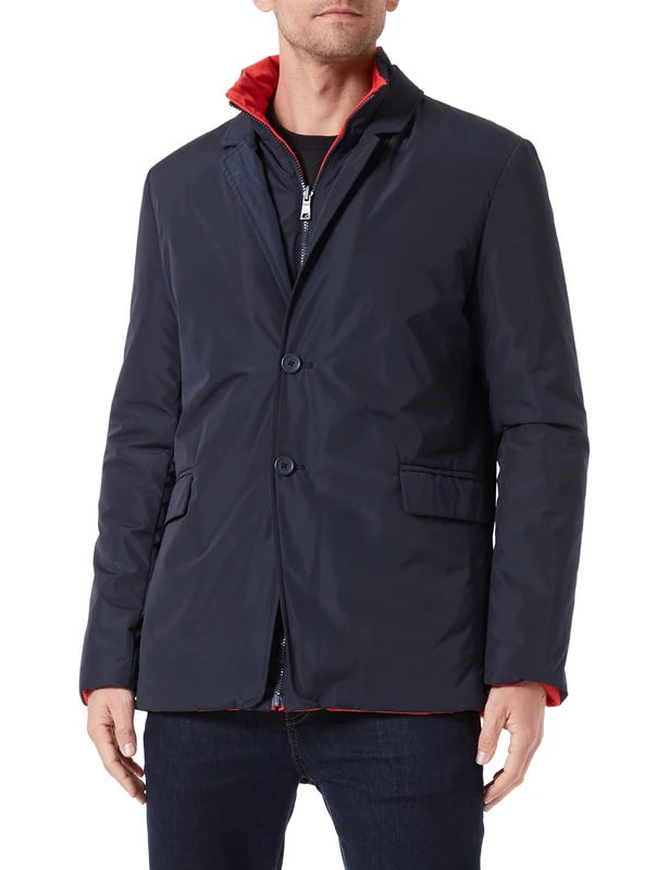 Geox Men's M Dolomia Jacket, Sky Captain/Aura Ora, 46