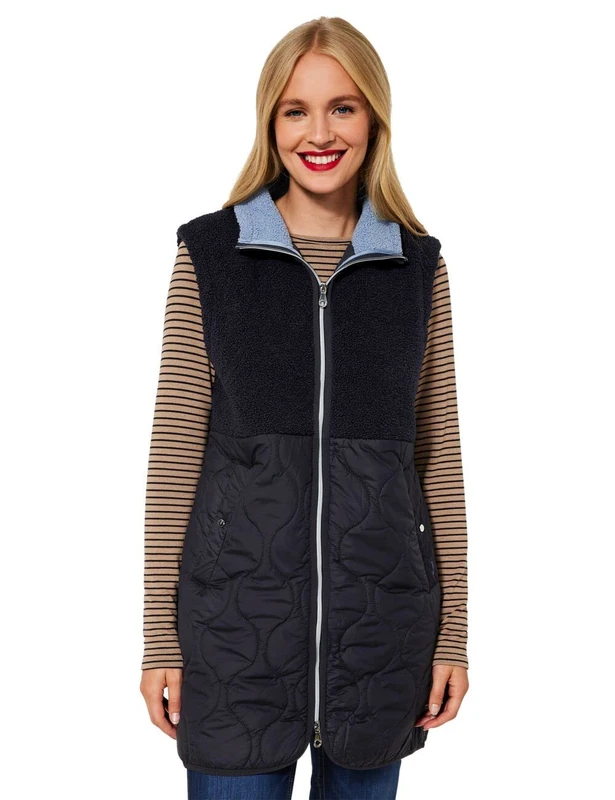Street One Women's A220133 Quilted Vest, Diving Blue, 18