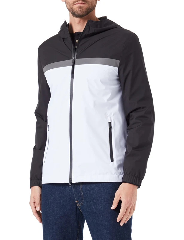 Geox Men's M Ionio Jacket, Black/Brilliant Whit, 42