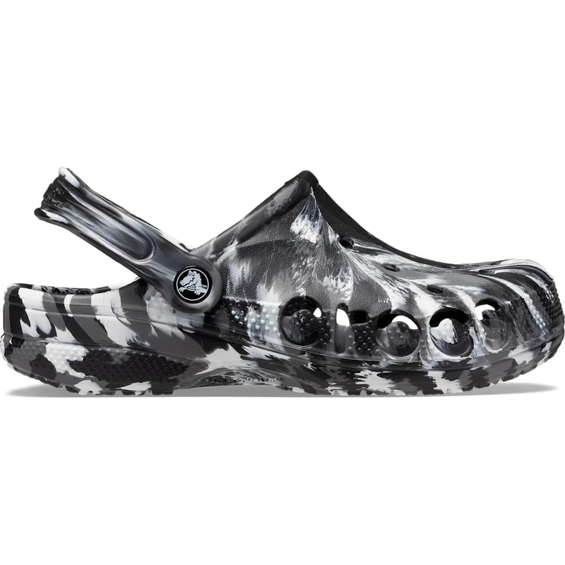 Crocs Unisex Clogs, Baya Marbled Clog, Black/White, 4 UK Men/ 5 UK Women