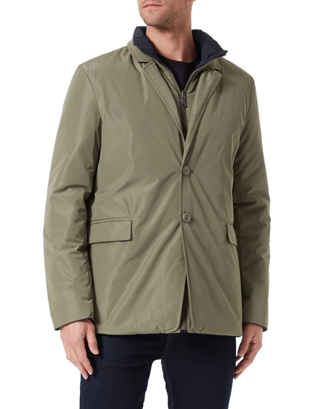 Geox Men's M Dolomia Jacket, Olivine/Sky Captain, 40