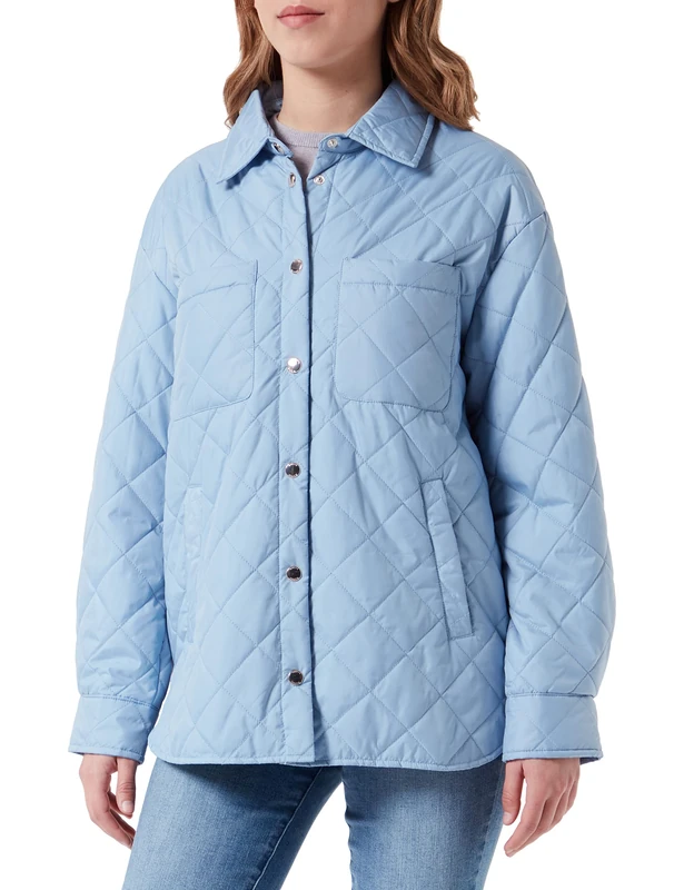 Geox W ASHEELY Women's Jacket, Dusty Blue, 44, Blue (Dusty Blue), 18