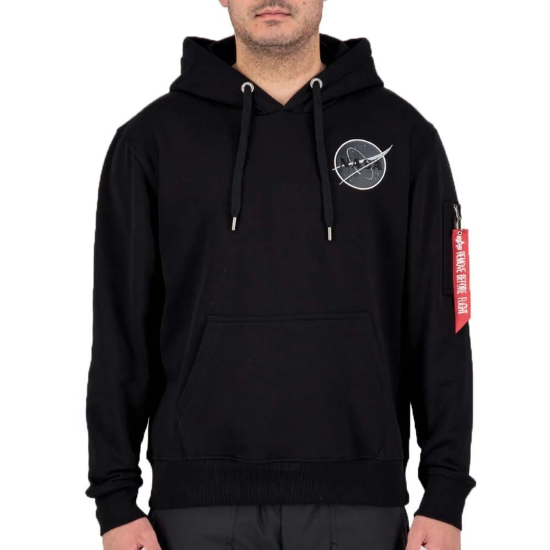 Alpha Industries Dark Side Hooded Sweat for Men Black/Reflective