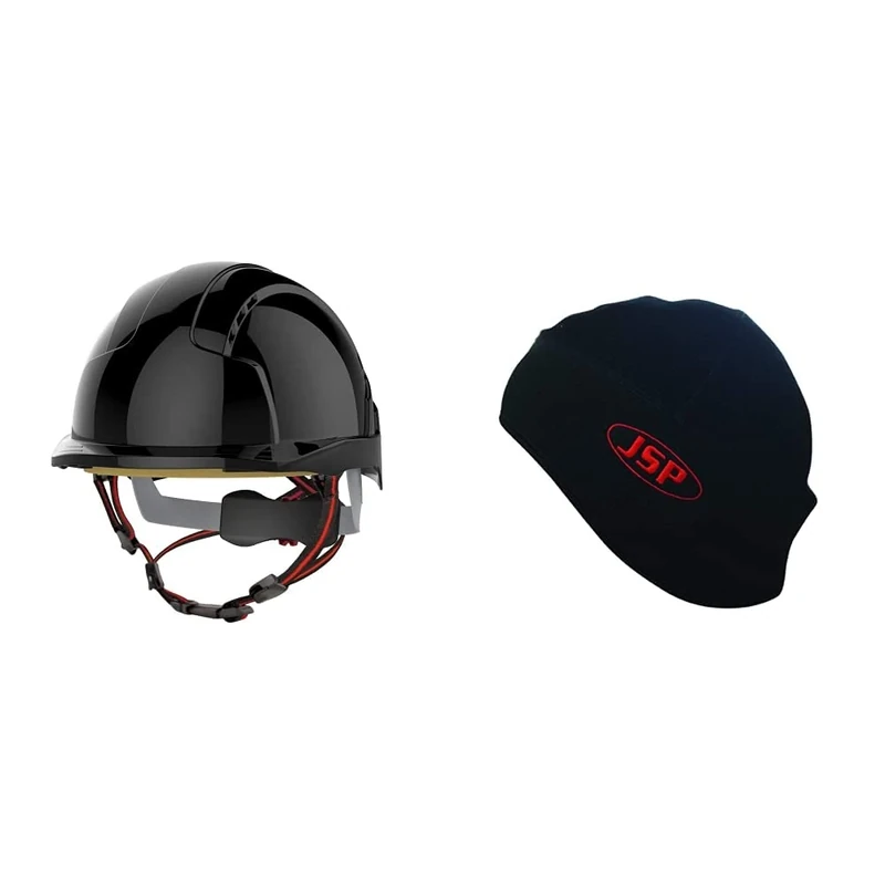 EVOLite Skyworker Industrial Working At Height Helmet - Black (JSP AJS260-001-100) & Black Helmet Liner - Medium/Large - (AHV002-301-100)