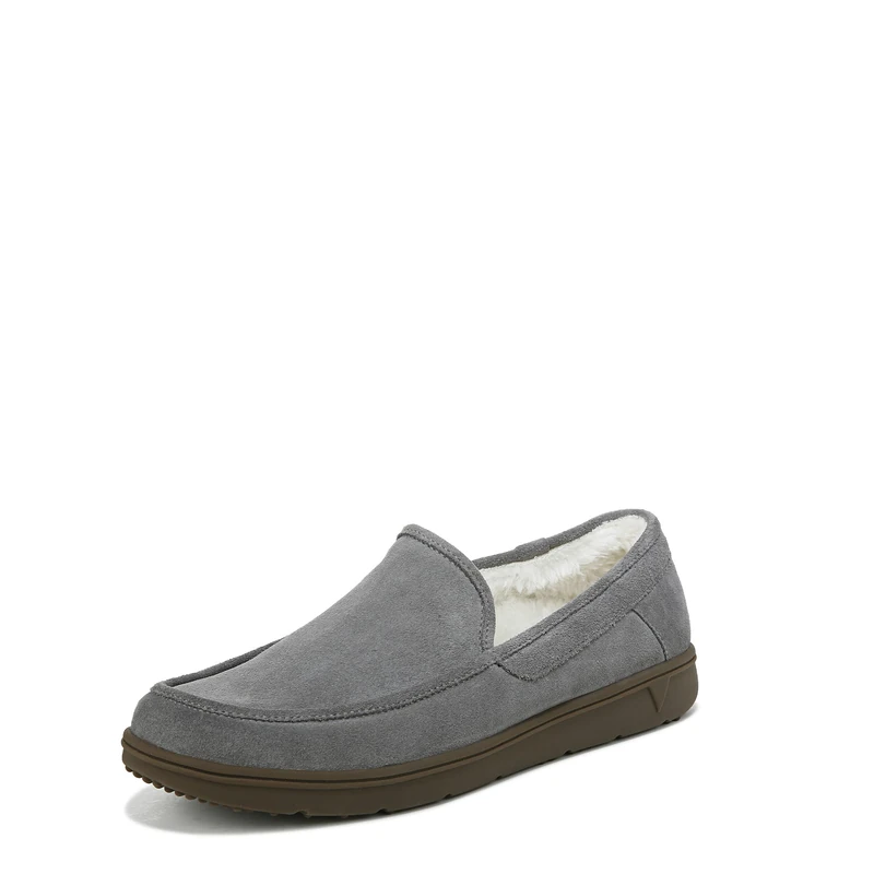 Vionic Men's Slippers - Gustavo, Charcoal Grey Suede, UK 9, Medium Fit