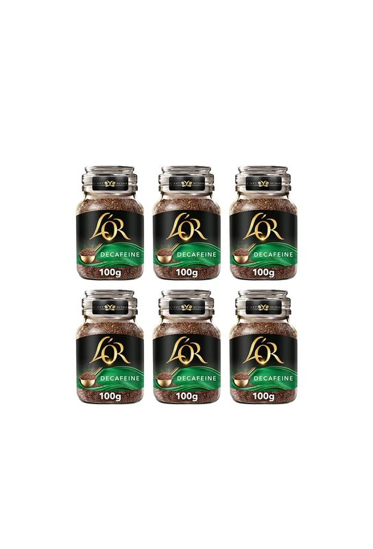L'OR Decaff Instant Coffee 100g (Pack of 6 Jars, Total 600g)