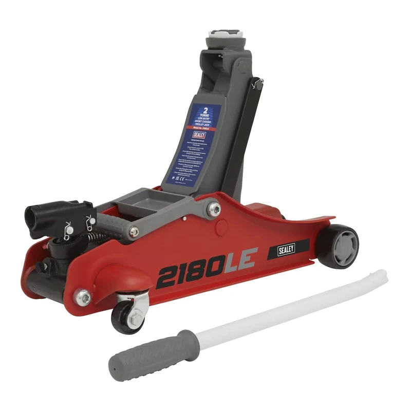180 Handle Trolley Jack 2 Tonne Low Profile Short Chassis - Red