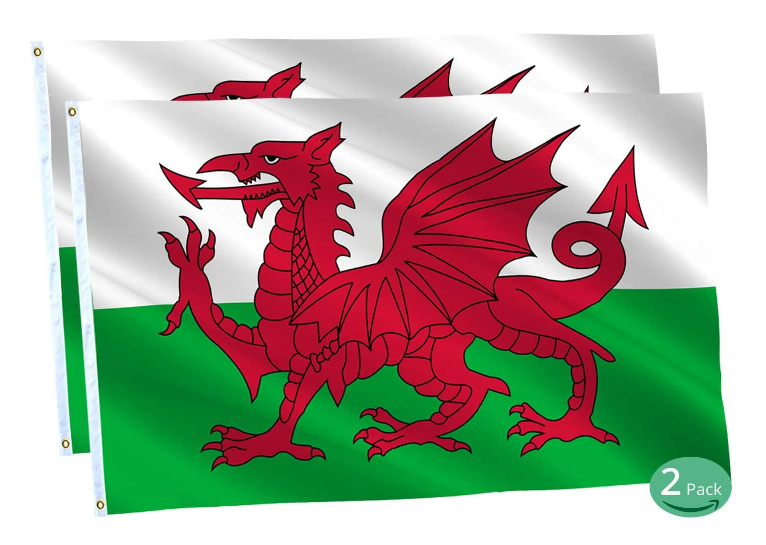 Omnisexual 2 Pack United Kingdom Wales Flags Welsh National Flag 3x5 FT College Dorm Decor Vivid Color & Fade Proof - Cool Outdoor Indoor Double Stitched Banner with Grommets Room Prints Wall Tapestry