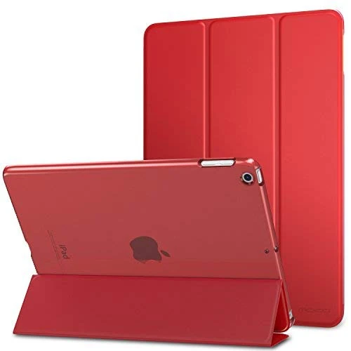 MoKo Case Fit 2018/2017 iPad 9.7 5th / 6th Generation, Slim Lightweight Smart Shell Stand Cover with Translucent Frosted Back Protector Fit iPad 9.7 Inch 2018/2017, RED(Auto Wake/Sleep)