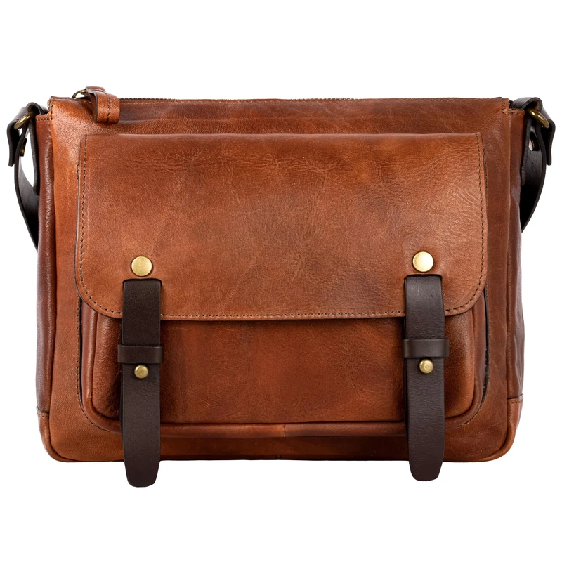 Time Resistance Leather Messenger Briefcase Bag Full Grain Leather Shoulder Bag for Men and Women