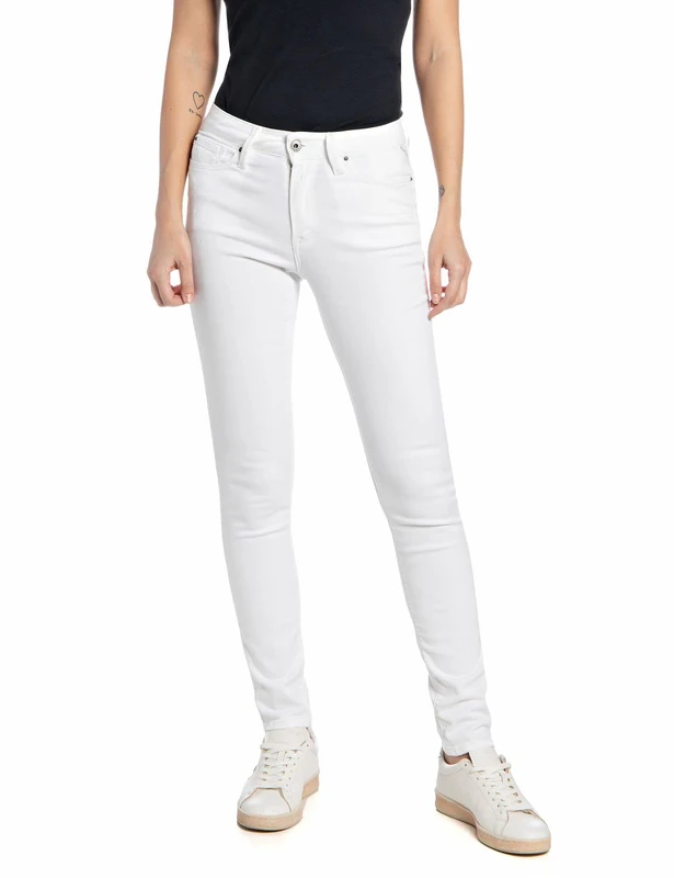 REPLAY Damen Jeans Luzien Skinny-Fit, Optical White 001 (Weiß), 31W / 32L