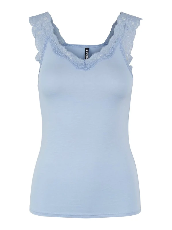 Pieces Women's Pcbarbera Lace Top Noos Top, Kentucky Blue, XL