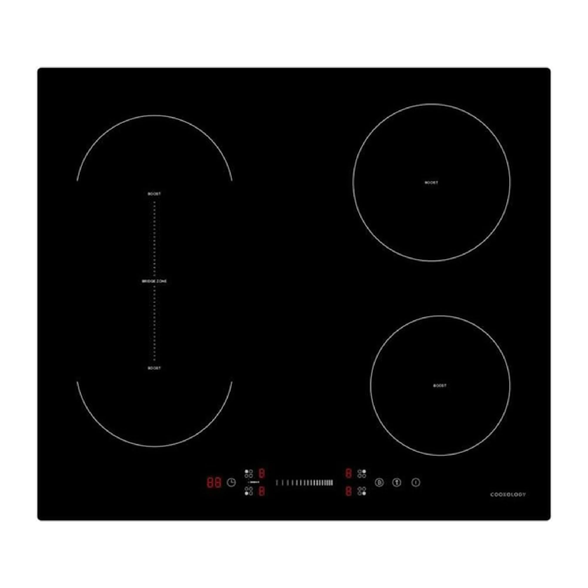 Cookology CIBP600 59cm Plug-in Induction Hob in Black - 4 Cooking Zones - Touch Control Panel - Bridging Function - Child safety Lock - Electric Plug Included