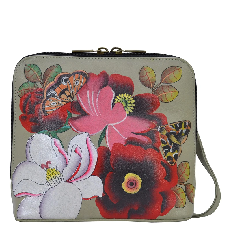 Anna by Anuschka Women's Hand Painted Leather Small Zip Crossbody-Dreamy Blossoms, One Size - Image 1