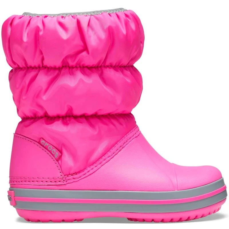 Crocs Unisex Kids Winter Puff Boot Kids Electric Pink/Light Grey 3 UK