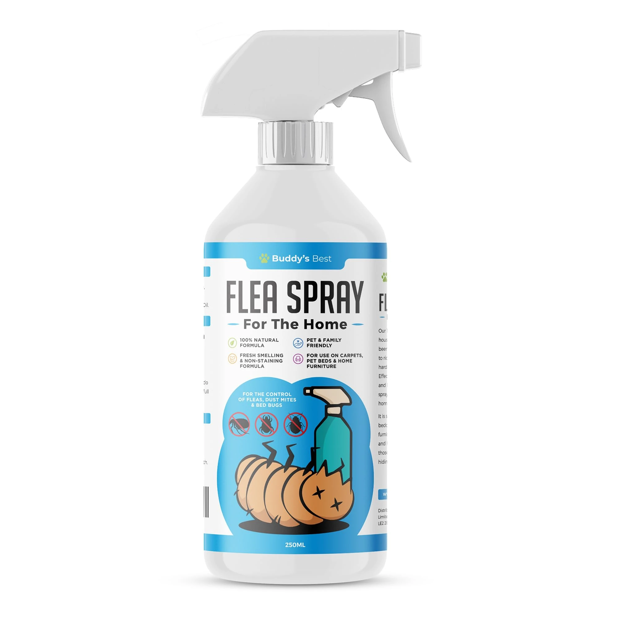 Buddy's Best Flea Spray for Home | Helps Manage Fleas, Dust Mites & Bed Bugs | Use on Carpets, Pet Beds & Home Furniture | Natural Formula with Essential Oils | Safe for Pets & Family