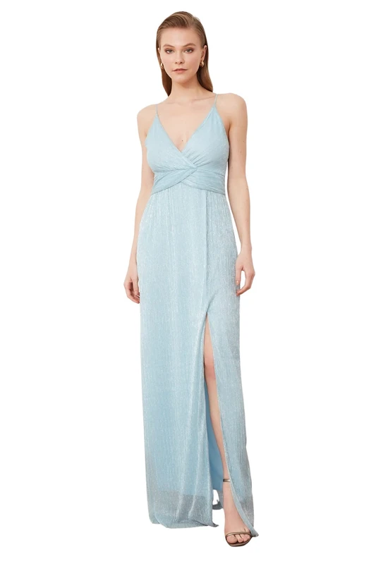 Trendyol Women Maxi A-line Regular fit Woven Evening Dress Blue