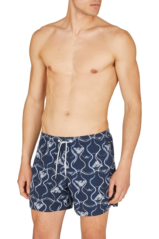 Emporio Armani Swimwear Men's Graphic Patterns Boxer Shorts Swim Trunks, Eagle Allover, 48, Eagle All-Over