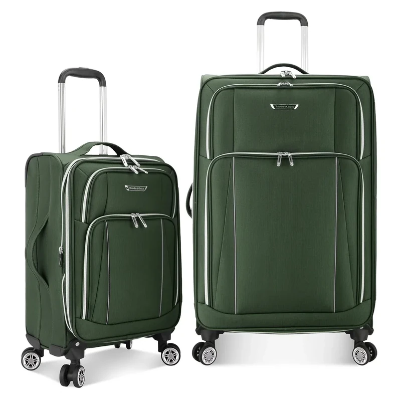 Traveler's Choice Lares Softside Expandable Luggage with Spinner Wheels, Green, 2 Piece Luggage Set, Lares Softside Expandable Luggage with Spinner Wheels