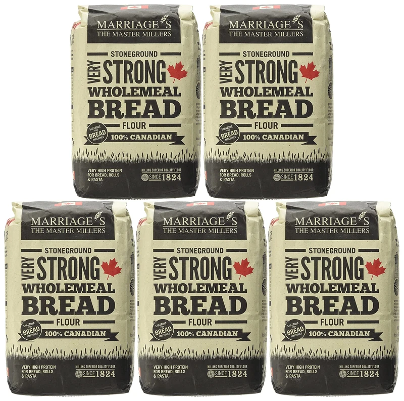 Marriages Canadian VERY Strong Wholemeal Bread Flour, 1.5kg (Pack of 5)